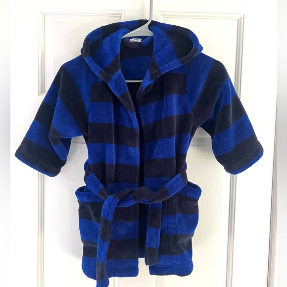 Tucker and Tate Kids Robe Size 2t-3t Blue and Black Stripe with pockets and hood - Picture 1 of 8